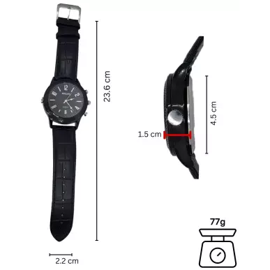 Full HD spy watch with 70° micro-vision and night vision