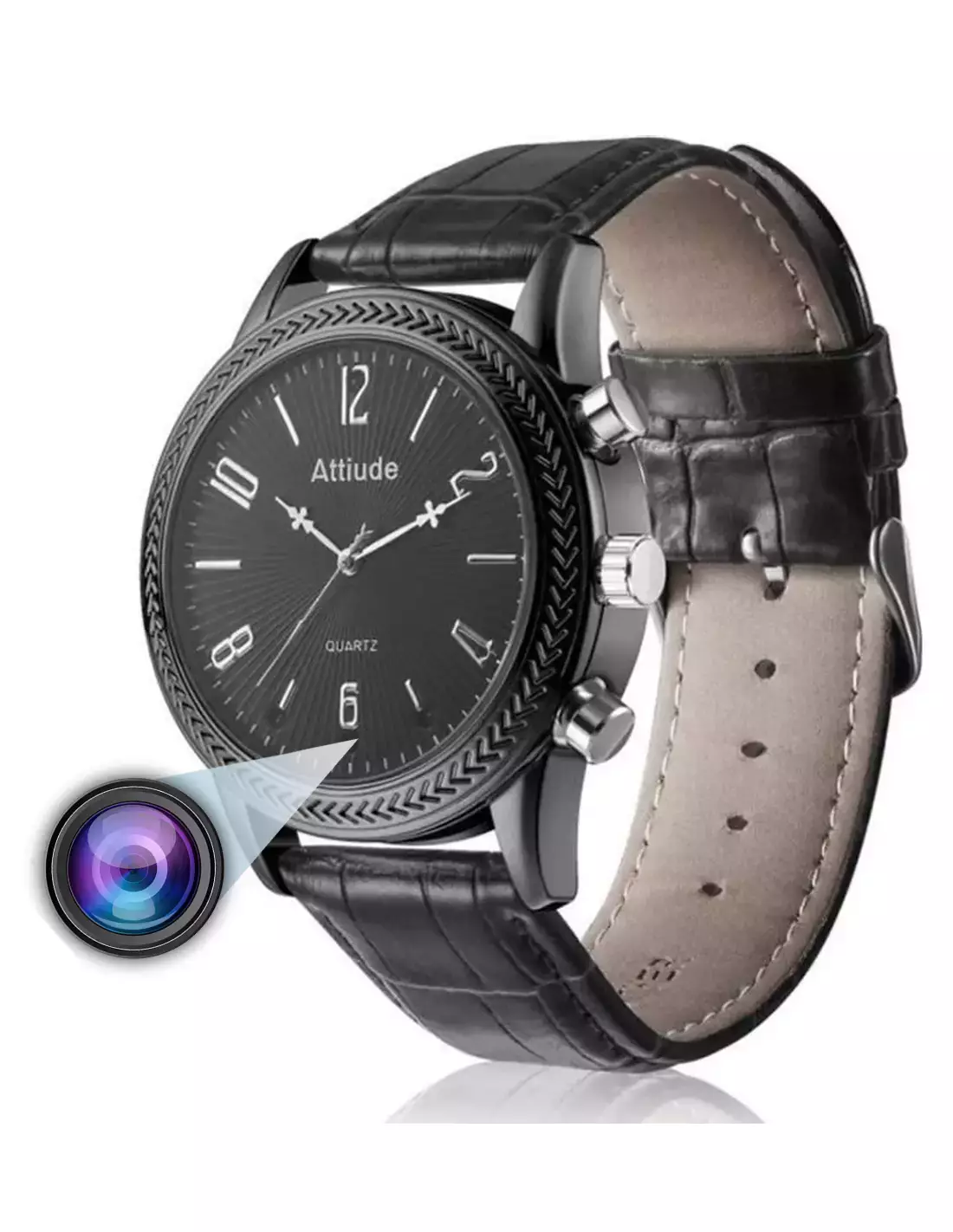 Full HD spy watch with 70° micro-vision and night vision