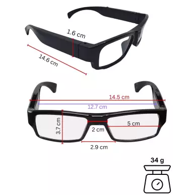 Camera Glasses - Full HD video recording, 2 hours of battery life