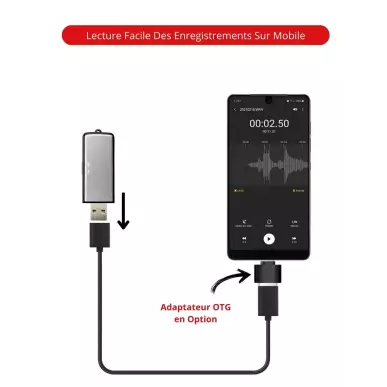 Eespion 8GB USB Key – Sound detection mode and continuous 18h battery