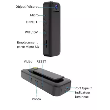 Small camera - remote viewing via WIFI 130° angle Super HD