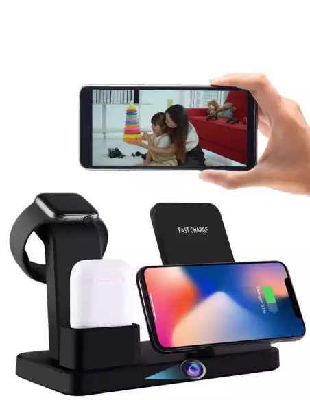 Induction charger with Full HD WIFI spy camera - 120° vision