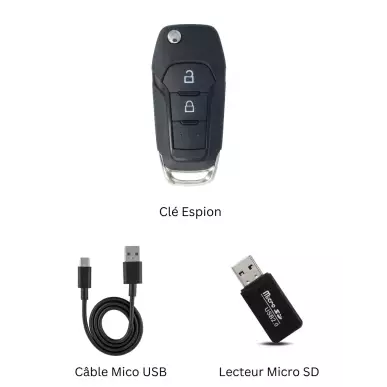 camera espion discrete dans une Clé de Voiture Full HD 7h d'autonomie
