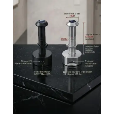 Peephole Camera - Full HD WIFI surveillance night vision 170° angle