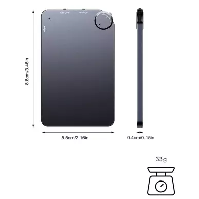 MP3 player and microphone for spying, ultra-flat, 150-hour battery life