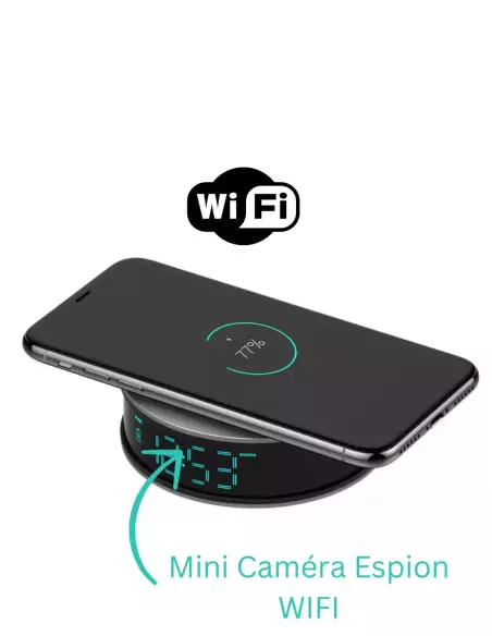 Alarm clock and WIFI surveillance camera full HD 1080p field of vision 120°