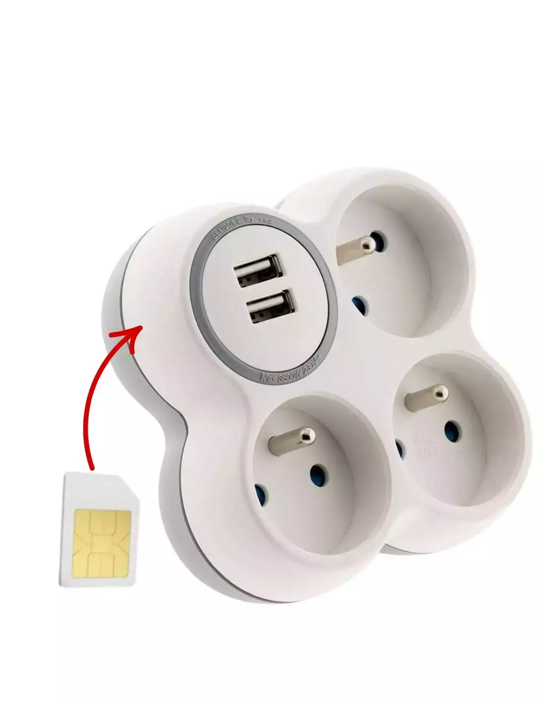 Multiprise avec Port USB - Micro Espion GSM Caché avec Écoute en direct