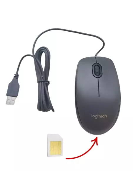 Computermaus und Mikrofon zum Fernabhören in Echtzeit