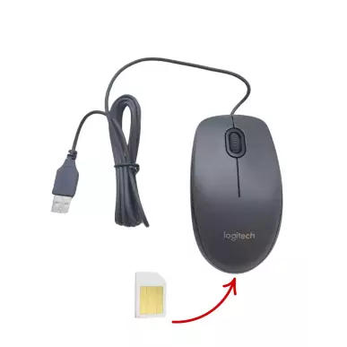 Computer mouse with GSM spy microphone – real-time listening