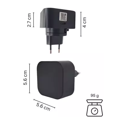 Charger with Full HD 1080P WIFI spy camera - 140° vision