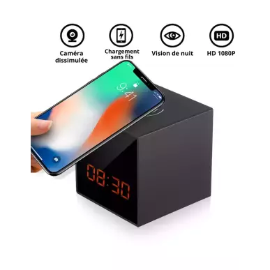 WIFI surveillance camera in a clock – Charger, 140° vision