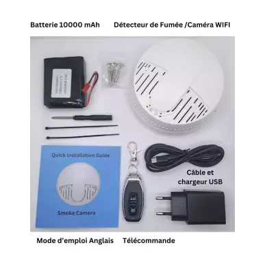 Indoor WIFI camera in a fake Full HD smoke detector