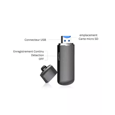 Spionage-USB-Speicherstick – Sprachrekorder mit 16 – 128 GB Micro-SD-Karte