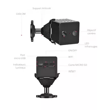 Caméra surveillance WIFI Super Full HD vision nocturne vision à 140°